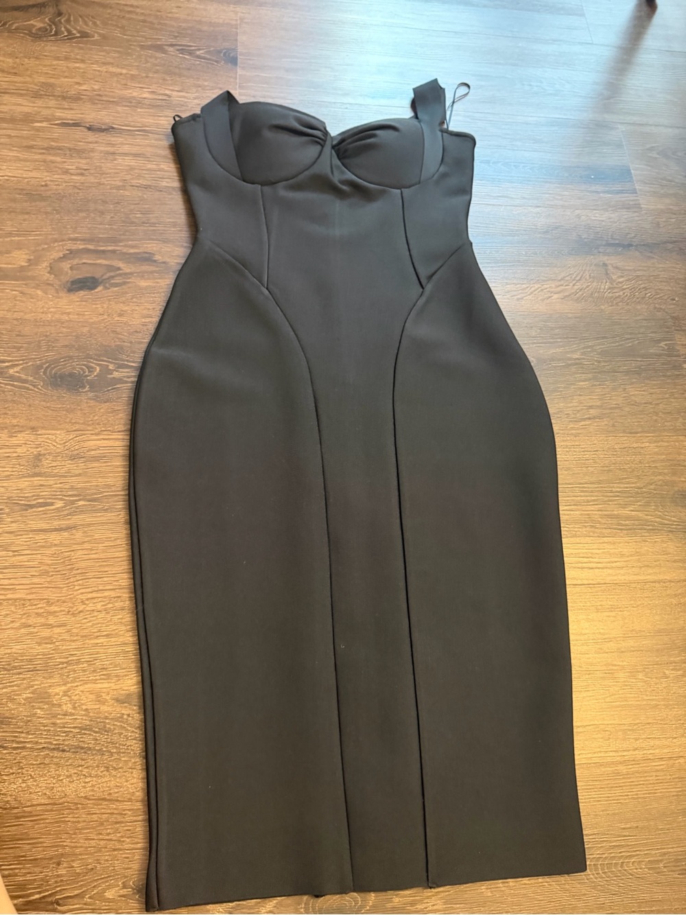 Fashion Nova Black Bustier Midi Dress